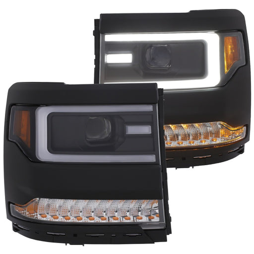 ANZO 16-17 Chevy Silverado 1500 Prjctr. Headlight Plank Styl. w/Amber (Only Work w/HID Equip. Truck)ANZO