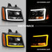 ANZO 07-14 Chevy Tahoe Projector Headlights w/ Plank Style Design Black w/ AmberANZO