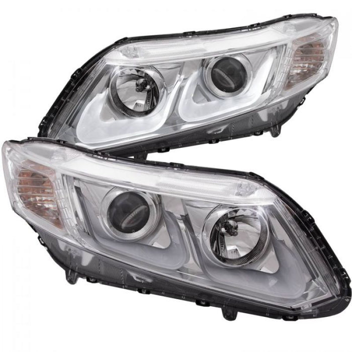 ANZO 2012-2015 Honda Civic Projector Headlights w/ U-Bar ChromeANZO