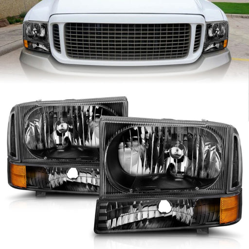 ANZO 2000-2004 Ford Excursion Crystal Headlights BlackANZO