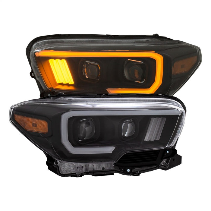 ANZO 2016-2017 Toyota Tacoma Projector Headlights w/ Plank Style Switchback Black w/ AmberANZO