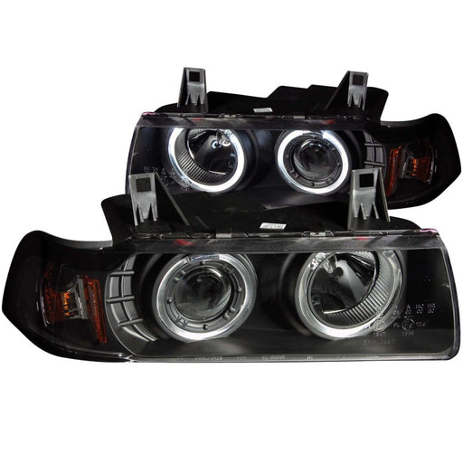 ANZO 1992-1998 BMW 3 Series E36 Projector Headlights w/ Halo Black G2 1 pcANZO