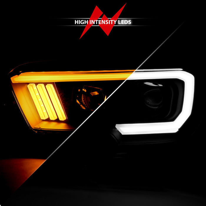 ANZO 2016-2017 Toyota Tacoma Projector Headlights w/ Plank Style Switchback Black w/ AmberANZO