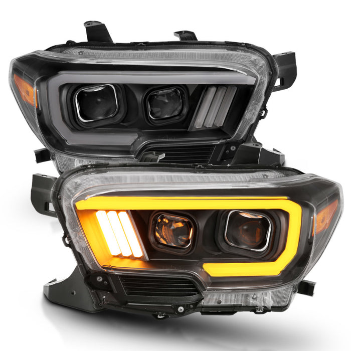 ANZO 2016-2017 Toyota Tacoma Projector Headlights w/ Plank Style Switchback Black w/ AmberANZO