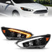 ANZO 15-18 Ford Focus Projector Headlights - w/ Light Bar Switchback Black HousingANZO