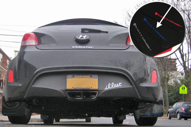 Rally Armor 12-18 Hyundai Veloster Black UR Mud Flap w/ Blue LogoRally Armor