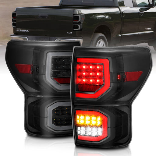 ANZO 2007-2013 Toyota Tundra LED Taillights Plank Style Black w/Smoke LensANZO