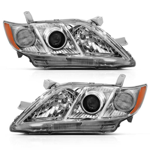 ANZO 2007-2009 Toyota Camry Projector Headlight Chrome Amber (OE Replacement)ANZO