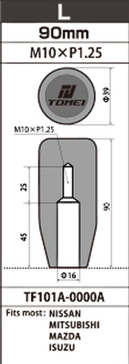 Tomei Duracon Shift Knob Type L For Nissan Mazda Mitsubishi Length 90mm M10 x P1.25Tomei USA