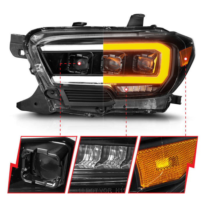 ANZO 16-22 Toyota Tacoma SR/SR5 ONLY Full LED Proj Headlights w/Light Bar Seq. Blk w/Initiation LgtANZO