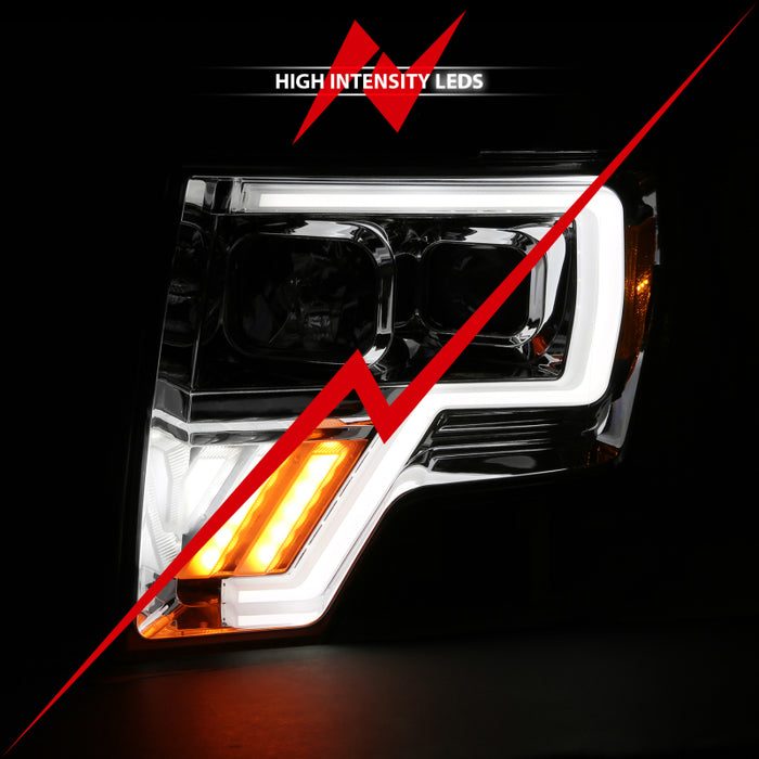 ANZO 2009-2013 Ford F-150 Projector Light Bar G4 Switchback H.L. Chrome AmberANZO