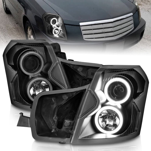 ANZO 2003-2007 Cadillac Cts Projector Headlights w/ Halo Black (CCFL)ANZO