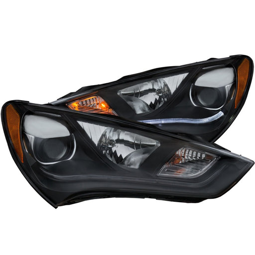 ANZO 2013-2015 Hyundai Genesis Projector Headlights w/ Plank Style Design Black (HID Compatible)ANZO