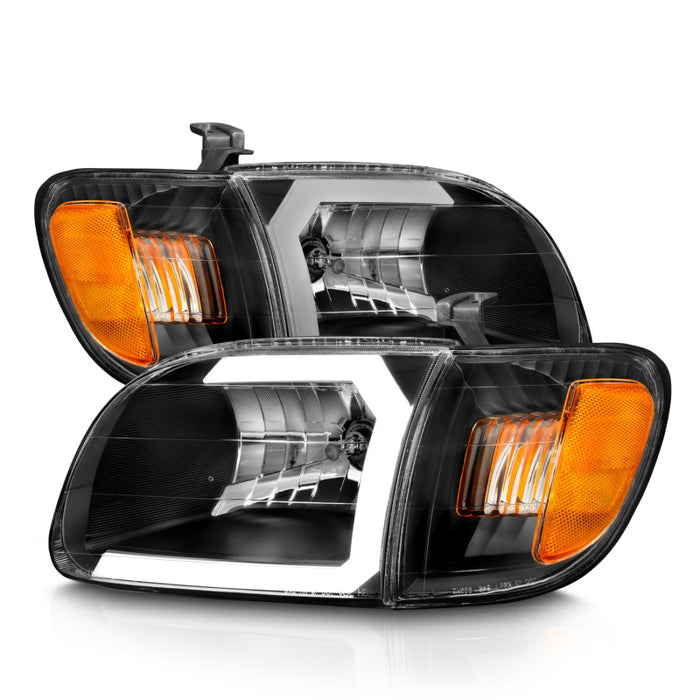 ANZO 00-04 Toyota Tundra (Fits Reg/Acc Cab Only) Crystal Headlights w/Light Bar Black w/Corner LightANZO