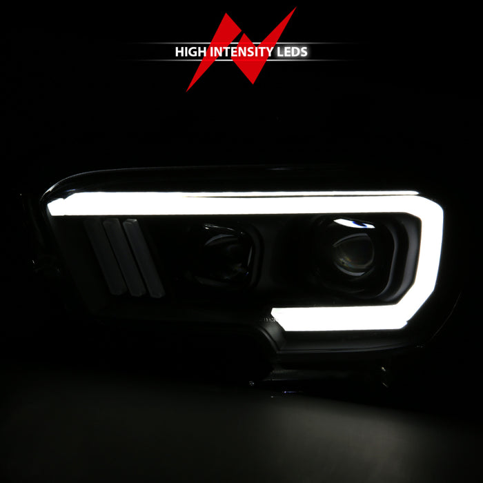 ANZO 2016-2017 Toyota Tacoma Projector Headlights w/ Plank Style Switchback Black w/ AmberANZO