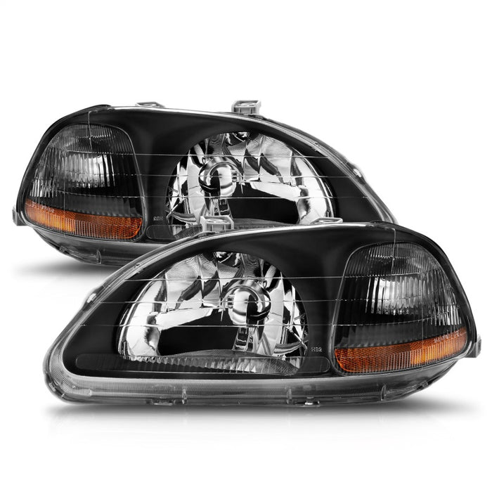 ANZO 1996-1998 Honda Civic Crystal Headlights BlackANZO