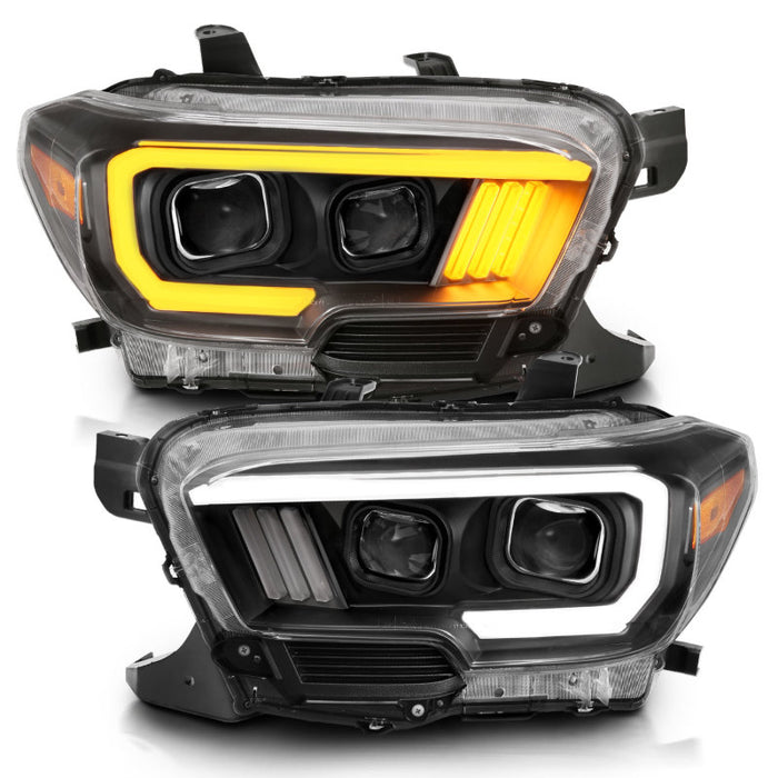 ANZO 2016-2017 Toyota Tacoma Projector Headlights w/ Plank Style Switchback Black w/ AmberANZO