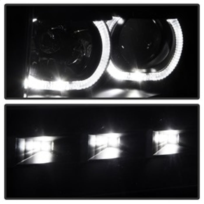 Xtune Ford F150 09-14 Projector Headlights Halogen Model Only LED Halo Black PRO-JH-FF15009-CFB-BKSPYDER